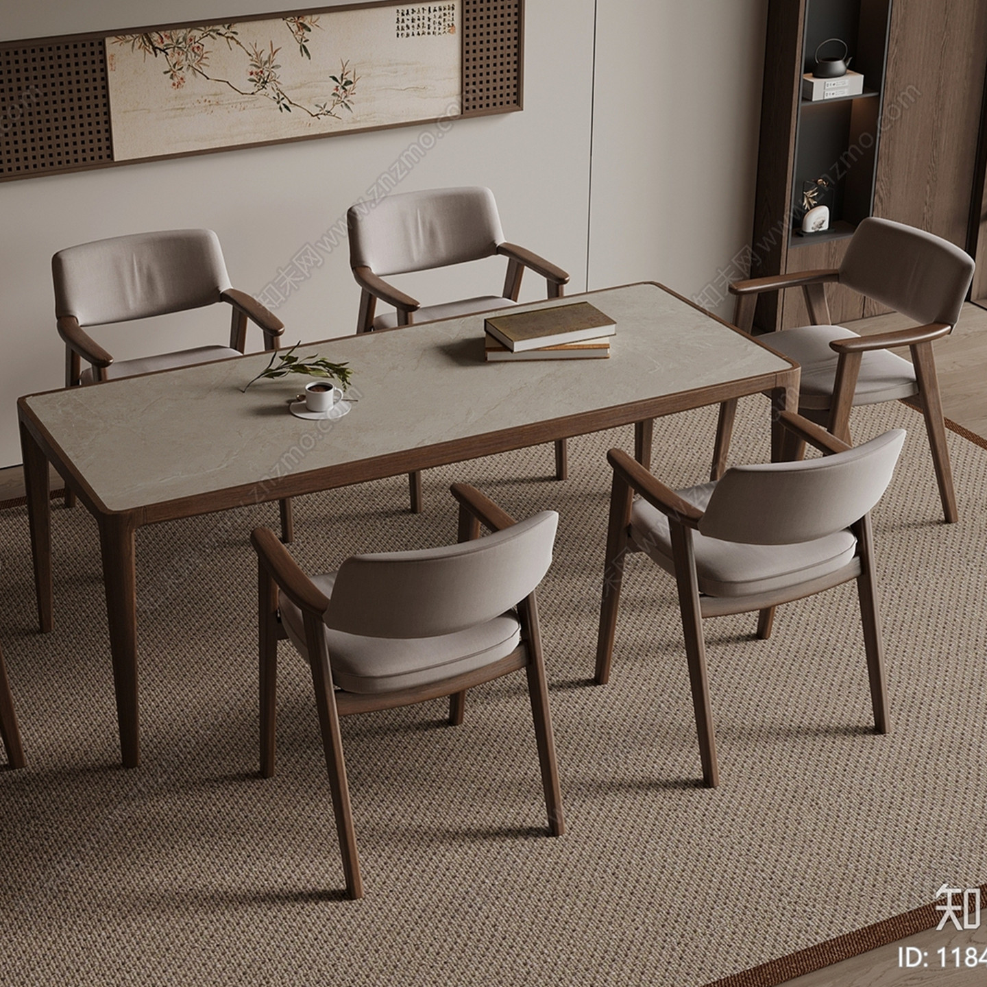 新中式实木长方形餐桌椅组合饭桌家用简约桌椅子可以定制套装