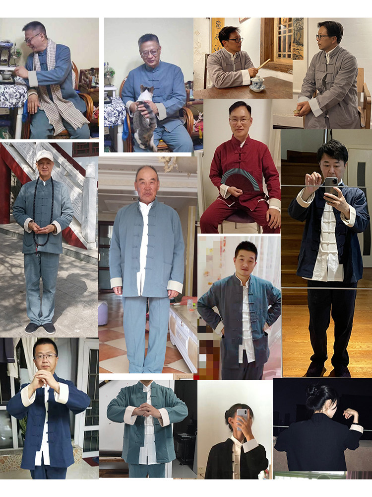 COTTON AND LINEN RETRO BUCKLE STAND-UP COLLAR TUNIC MIDDLE-AGED AND ELDERLY TANG TAI CHI SUIT UNI NEW CHINESE LAY SUIT ZEN