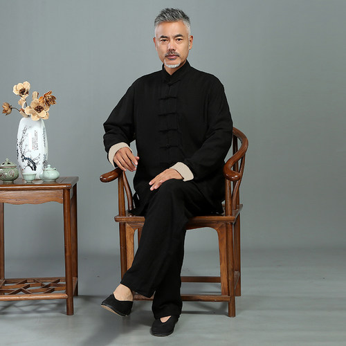 速发极麻文艺复古盘扣中国风唐装男居士服汉衫太棉服功夫服华服