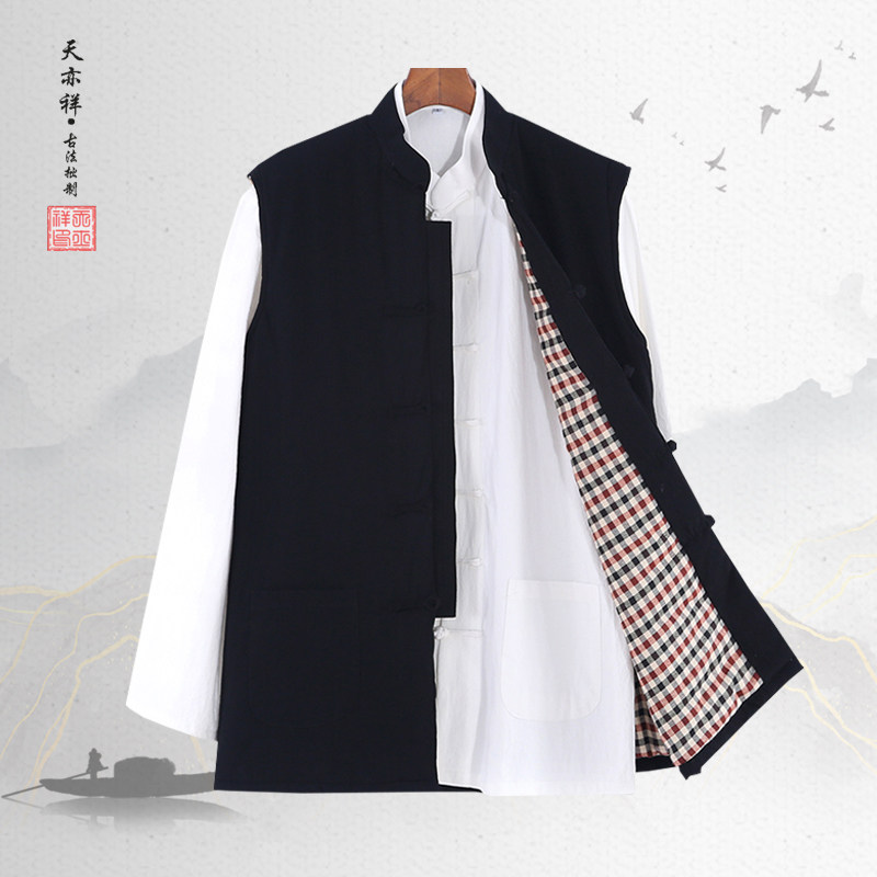 速发中老年人中式冬棉棉服爷爷唐装装士男背心国风古装小棉袄爸爸