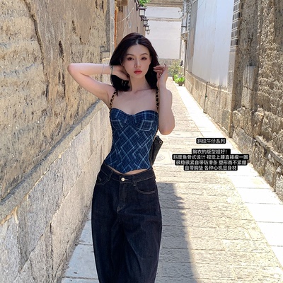 Liennionline复古斜纹牛仔背心