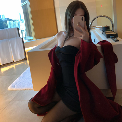 DuaLipa拼接抹胸小黑裙