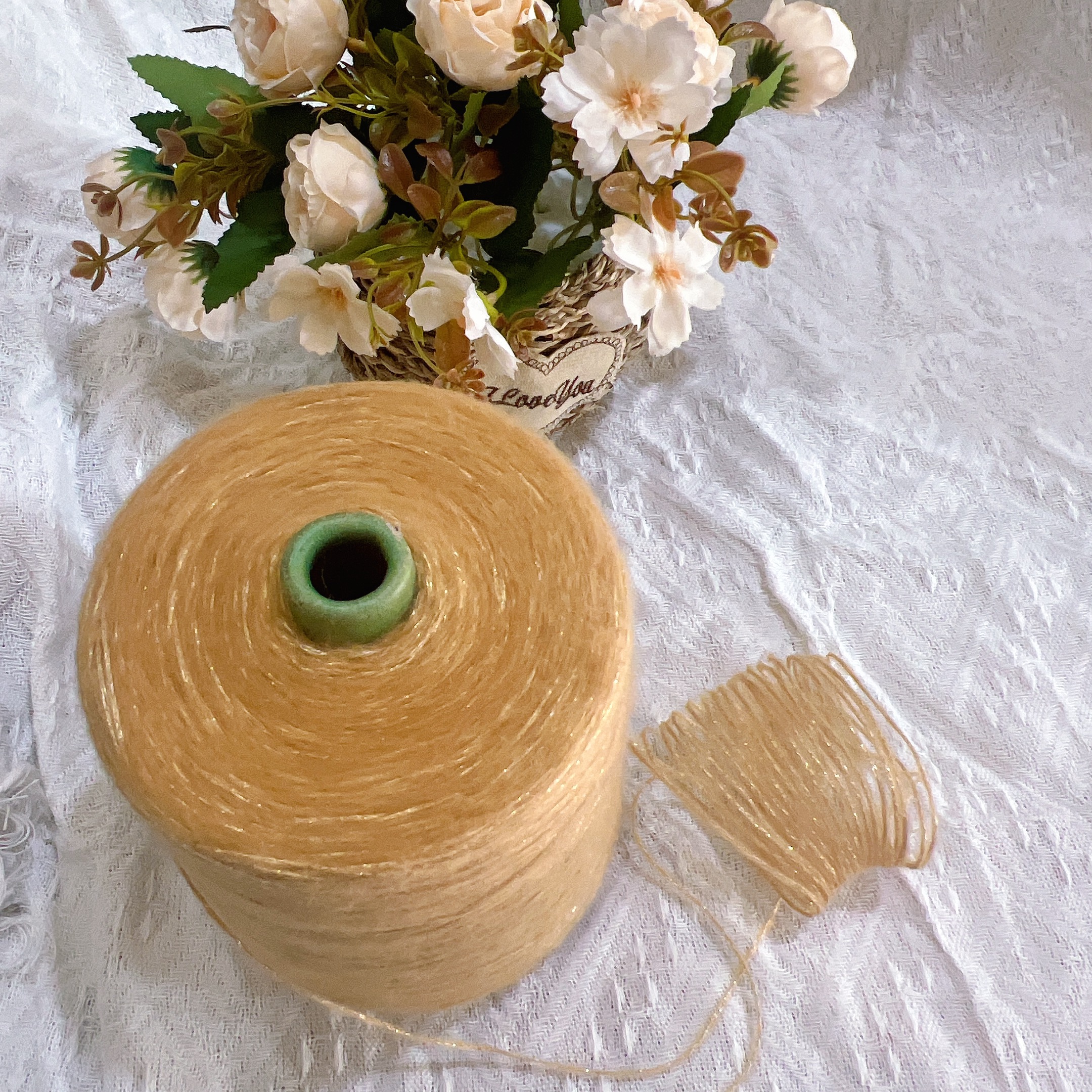 500g藤黄金葱喷毛纱毛线空心马海毛闪丝柔软不扎手编毛衣帽子编织