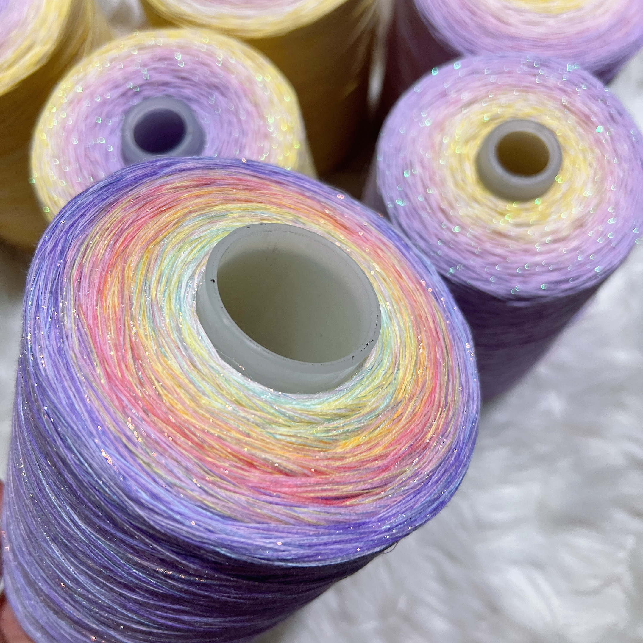 500g100%精梳棉6股蛋糕线毛线披肩编织夏季钩针毯子七星毯玫瑰毯