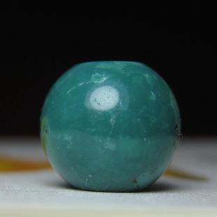 清代高瓷老绿松石珠10.5×9.5mm 西亚古珠古董配珠多宝手串项链