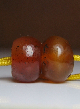 千年高古老红玛瑙磨盘珠7.5×5mm