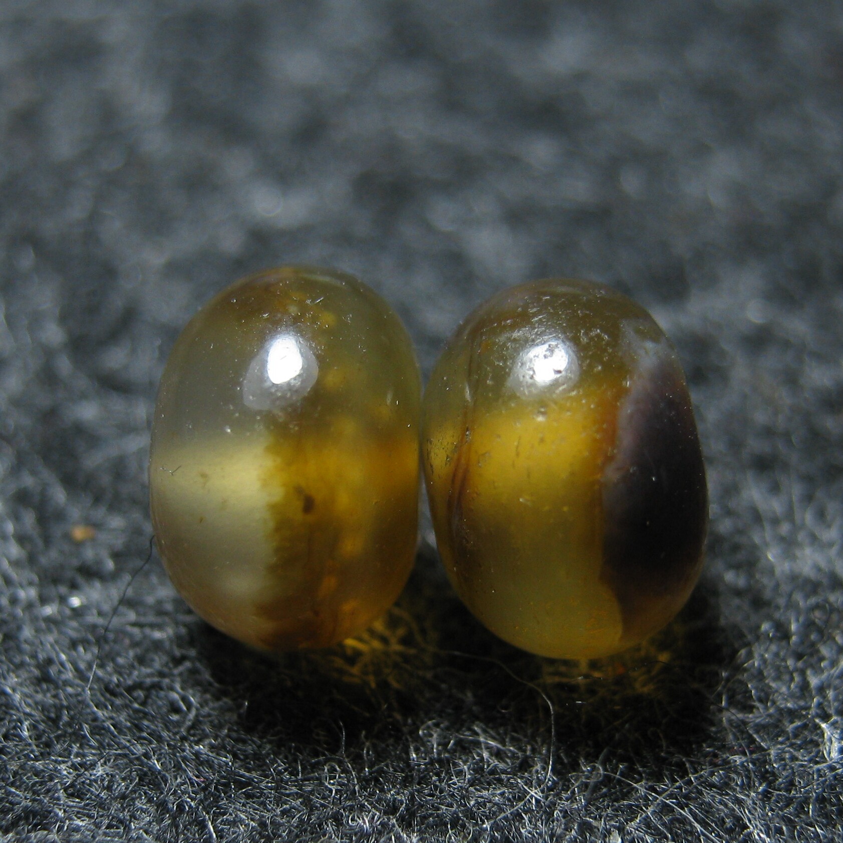 西亚古珠小年份蓝沁药师玛瑙对8mm 古玩杂项古珠多宝手串包老保真