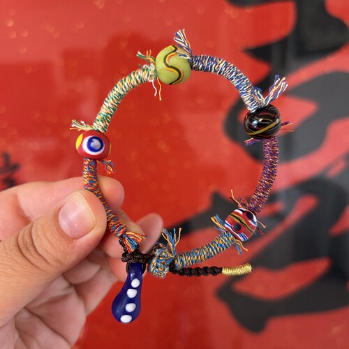 几十年西亚多彩琉璃珠手串