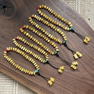 老松石老琉璃天然蜜蜡随形手链 西亚古珠古董文玩配珠多宝手串