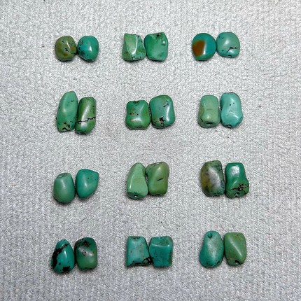 藏传老绿松石随形珠 西亚古珠古董配珠文玩多宝手串项链包老