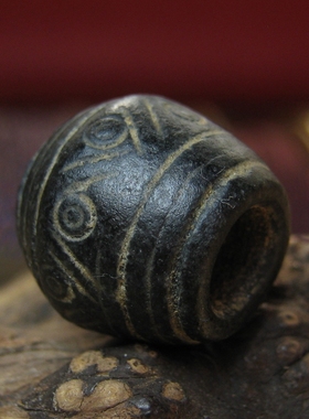 老黑石几何眼睛图腾古珠