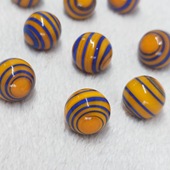 跳棋子花瓶鱼缸装 玻璃珠16mm精彩球黄绿绕丝 玻璃球弹珠 饰球