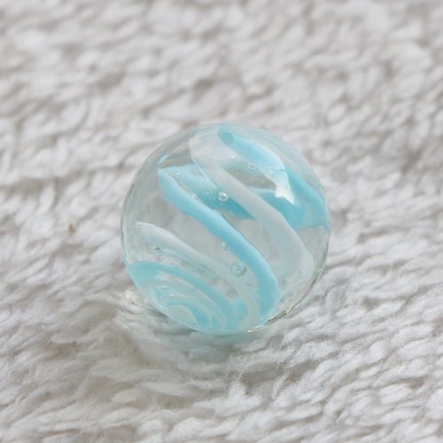 精彩16mm海蓝白线跳棋子玻璃弹珠