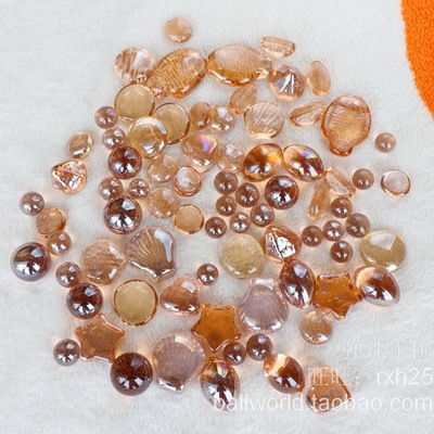 形状多样玻璃弹珠水红色玻璃块