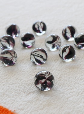 新款16mm稀有深紫色花心玻璃球弹珠 儿童玩具玻璃珠闪光夹弹20颗