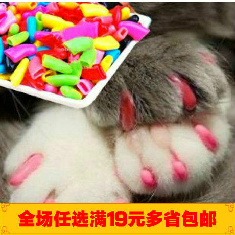 时尚环保猫狗指甲套 1袋20粒装 送胶水 猫狗防抓美容指甲套 袋装