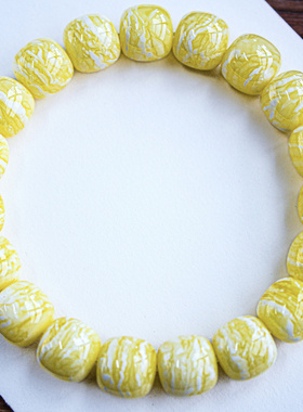 同料 13mm俄料橘底瓷白花蜡虎皮纹老型手串 重：26.16克