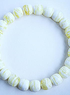 同料老型手串 10mm俄料瓷白花蜡虎皮顺纹老型手串 重：14.32克