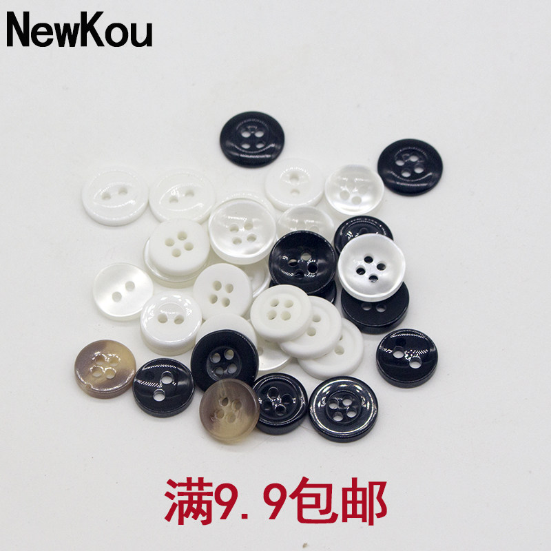 圆形纽扣糖果色男女衬衣衬衫钮扣手工袖口领口黑色白色扣子