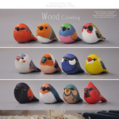 大全 日本正版 木雕模型12款 肥啾小鸟祈福 手工上色日购收藏 散货