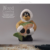 外贸出口木雕 大师手工雕刻实木收藏 阿拉斯加黑熊捕猎鲑鱼纪念品