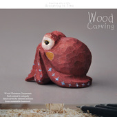 外贸出口木雕 大师手工雕刻实木收藏 海洋动物模型章鱼