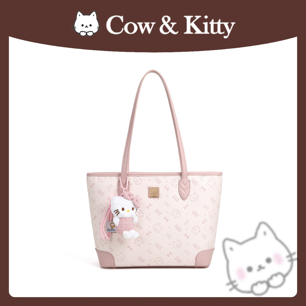 正品Cow&Kitty可爱百搭大容量女包通勤单肩手提包卡通印花托特包