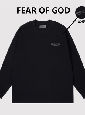 ESSENTIALS反光小标长袖T恤潮牌美式高街宽松百搭情侣打底衫上衣