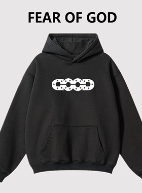 ESSENTIALS潮牌美式GOOD印花加绒连帽卫衣男老白同款情侣秋冬上衣