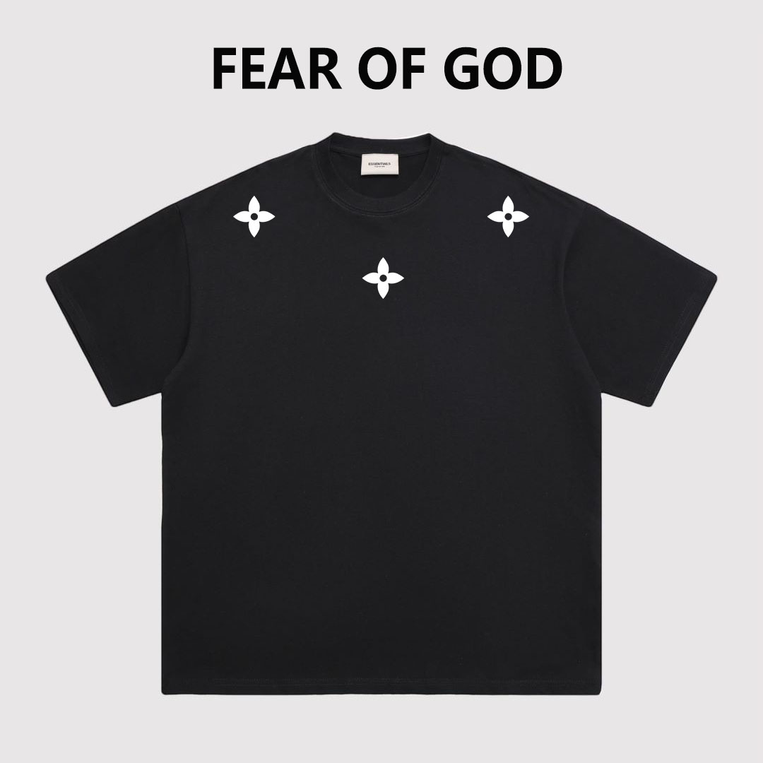 FOG高街美式三角玫瑰印花短袖T恤