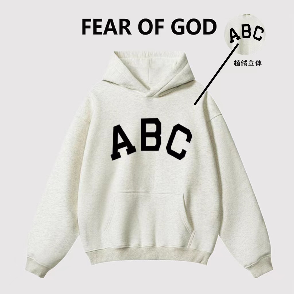 FOG第七季主线ABC植绒连帽卫衣男