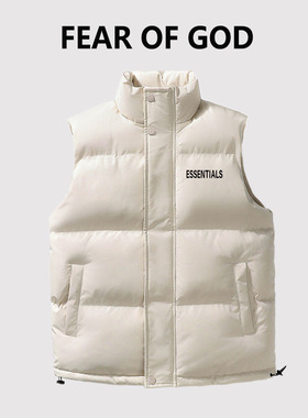 ESSENTIALS潮牌美式简约羽绒棉服男女纯色马甲百搭休闲情侣外套冬