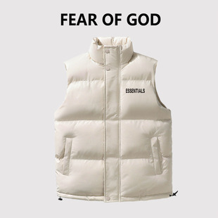 ESSENTIALS潮牌美式 简约羽绒棉服男女纯色马甲百搭休闲情侣外套冬