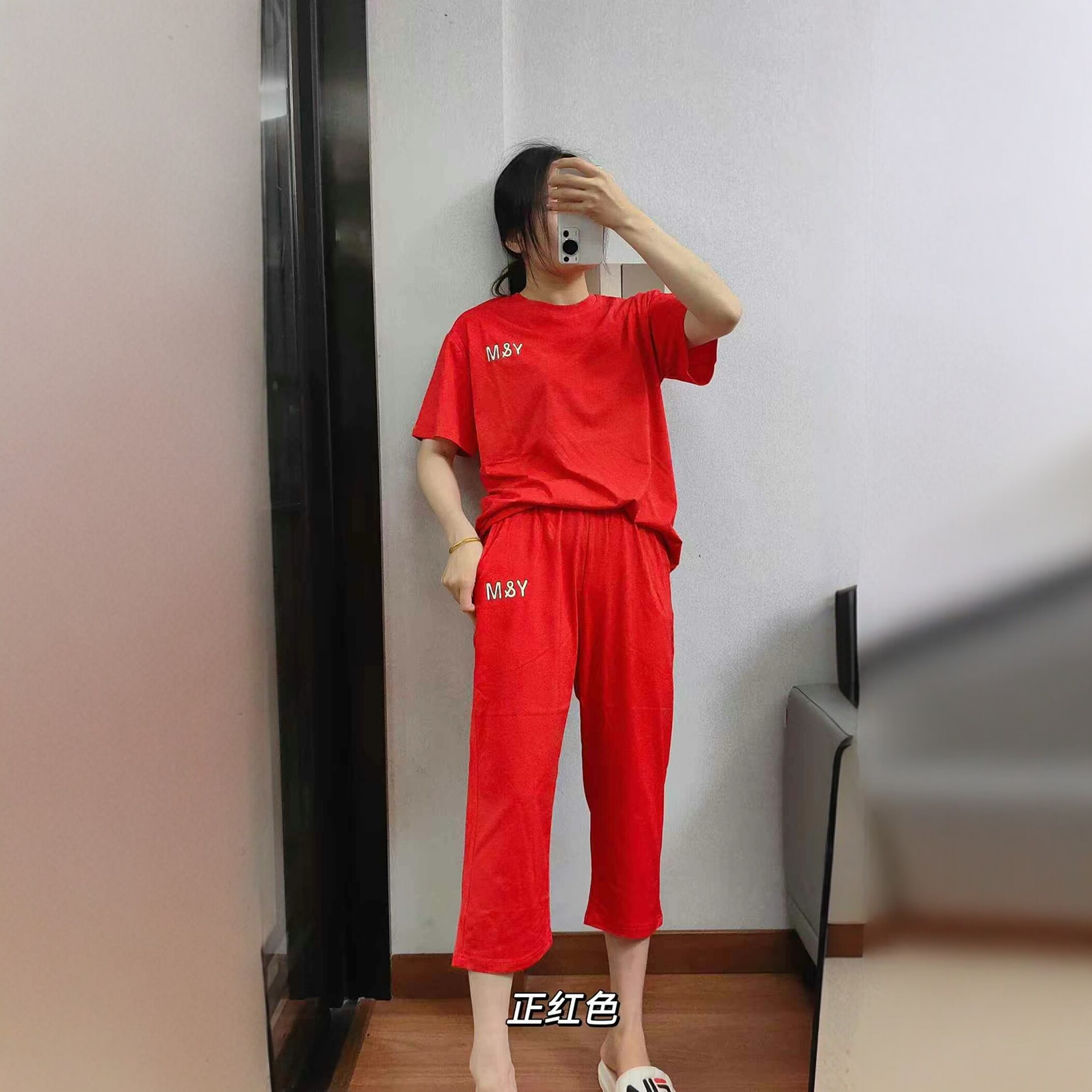 女生棉质家居服两件套夏季女可外穿薄款宽松胖MM短袖休闲睡衣套装