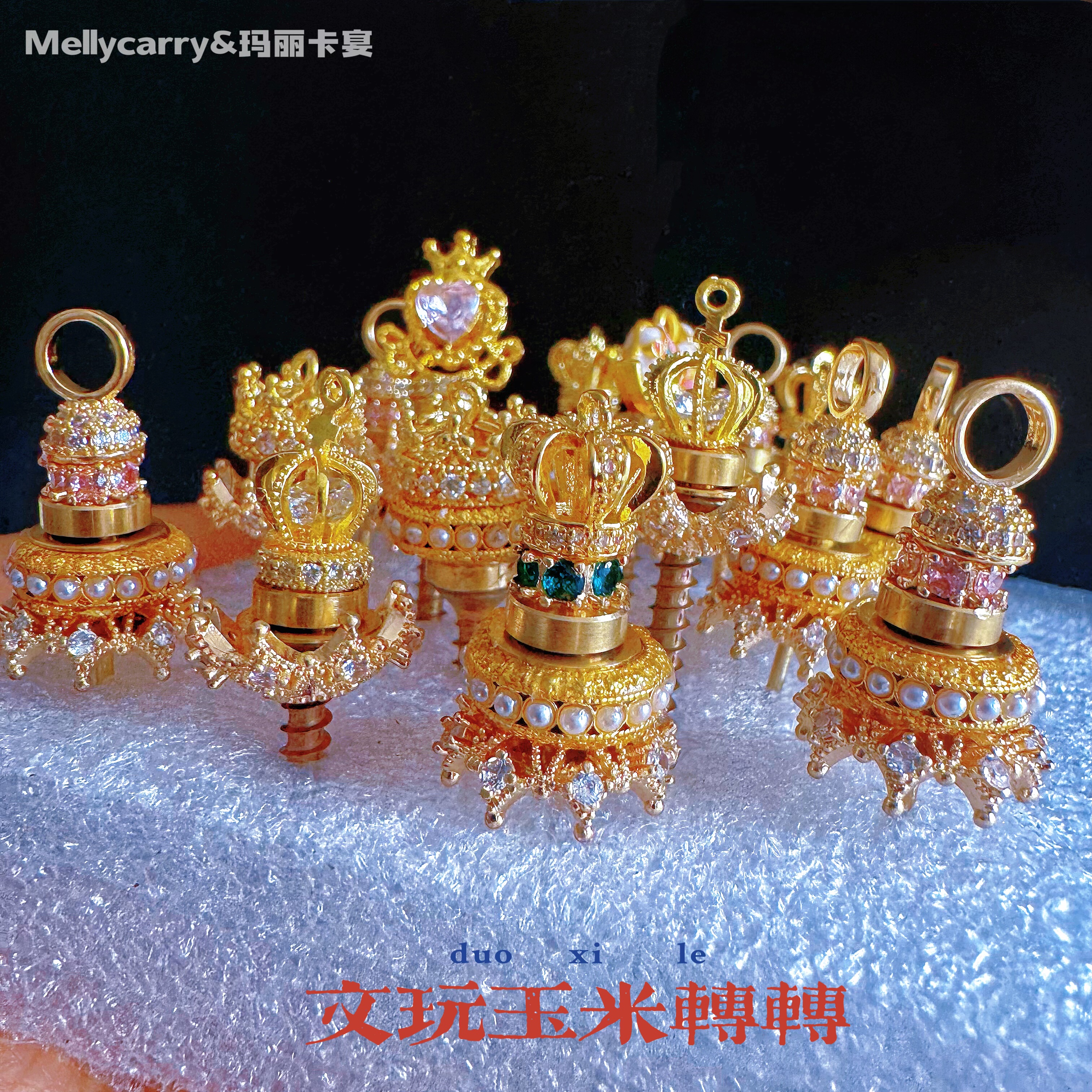 文玩玉米转转头天然七彩文玩小玉米宝血丝手把件挂件摆件成品小众