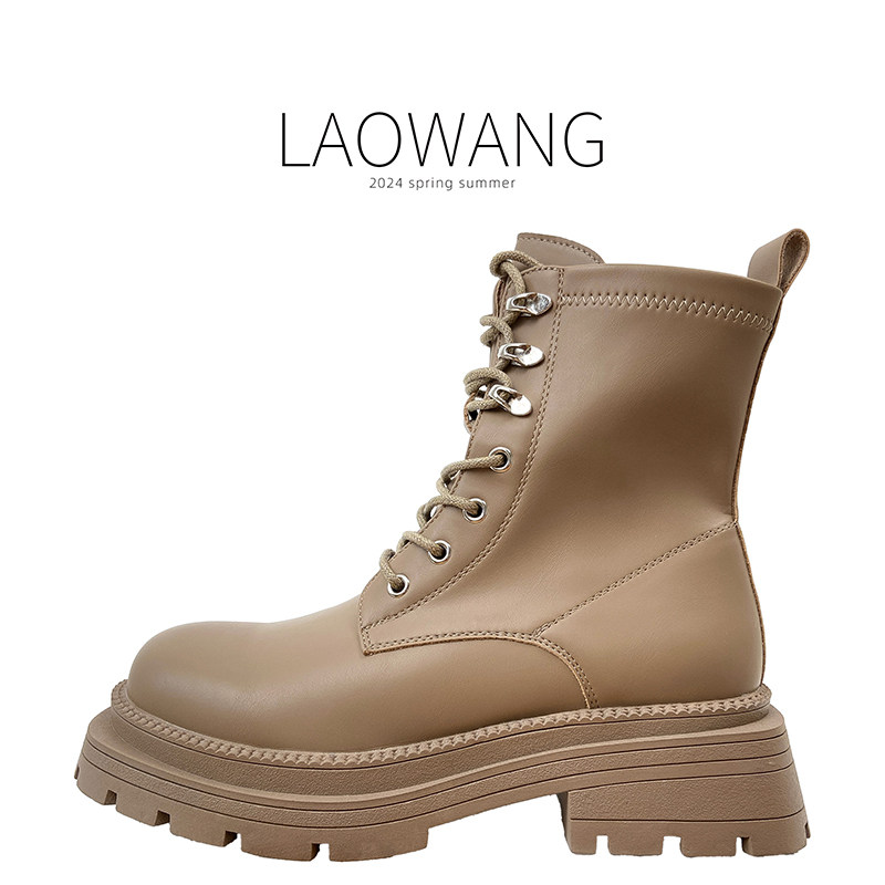 品牌撤柜真皮马丁靴女2025新款厚底系带侧拉链英伦短靴机车靴单靴