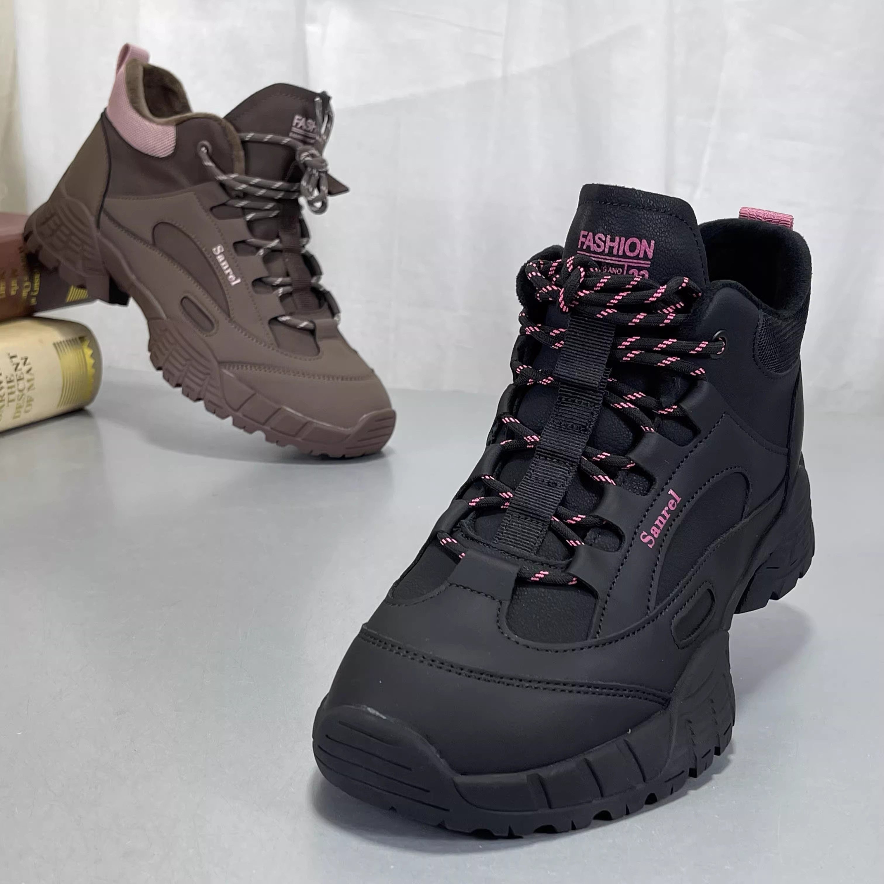 专柜正品真皮加绒保暖运动鞋女冬季防滑户外高帮休闲鞋厚底老爹鞋,女鞋,德训鞋,淘宝优惠券,粉丝福利购,淘宝优惠卷