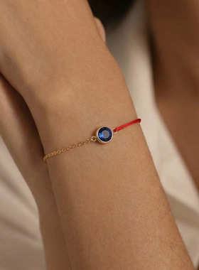 欧美轻奢风个性红绳镶嵌锆石12种彩色手链跨境ins小众设计手饰品