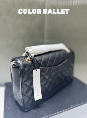 COLOR BALLET24新款欧美时尚原厂经典包菱格链条黑金中号女包黑卡
