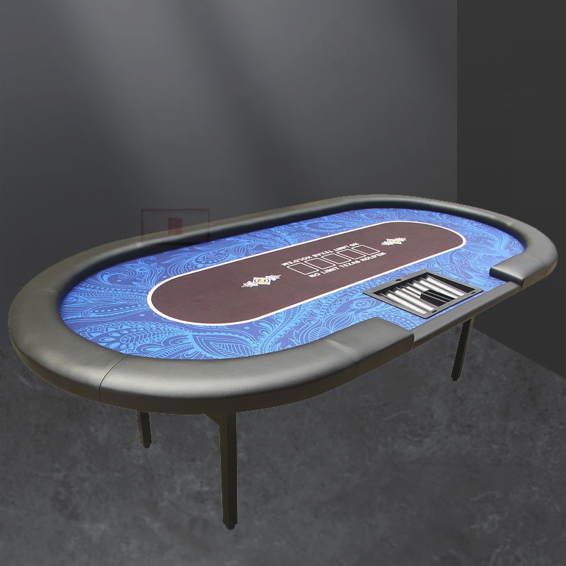 德州扑克牌游戏大陆桌带LED灯结实方管折叠桌脚 定制筹码德扑桌子