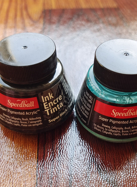 美国进口Speedball 英文书法墨水绘画墨水蘸水笔专业墨水黑色金色