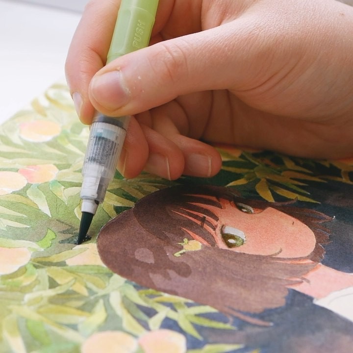 日本kuretake吴竹储水笔身毛笔