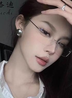 钛架无框防蓝光辐射MR-8超韧配防雾防蓝光镜片金丝边眼镜框镜架钛