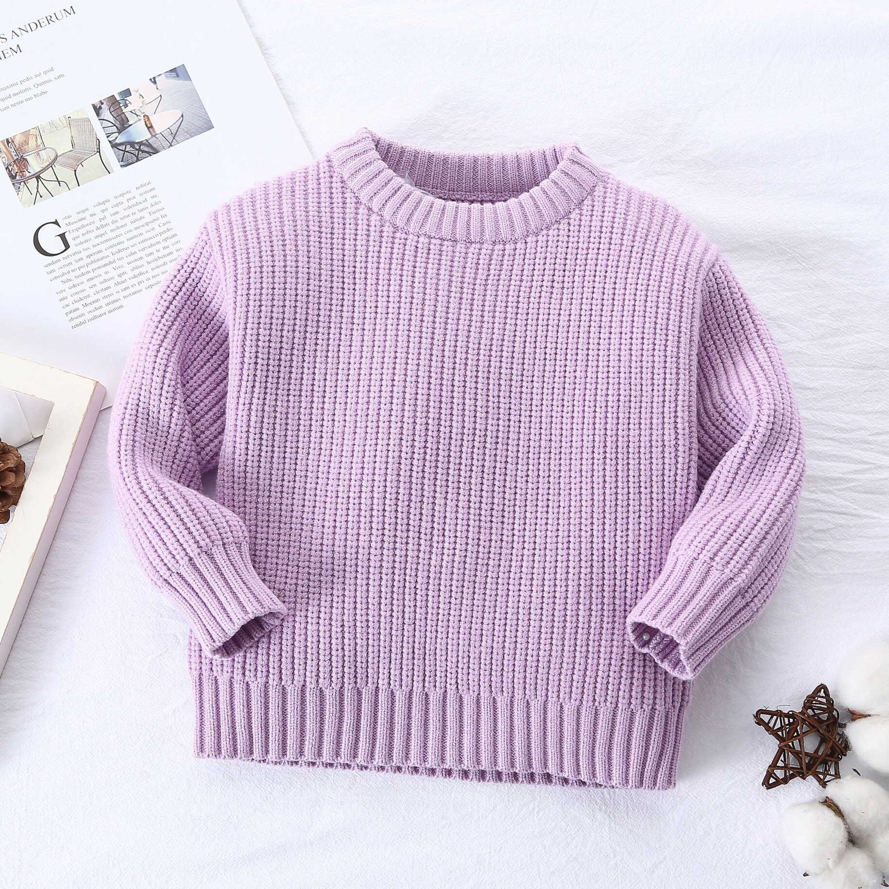 针织毛衣男女宝宝纯色