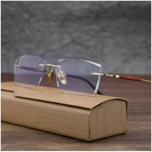 网上专业配镜小叶紫檀无框眼镜