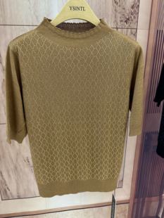 罩衫 天丝女针织衫 优质羊毛短袖 2024外搭女装 圆领针织衫 新款