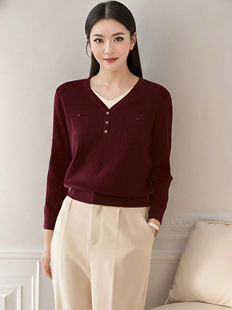 气质针织衫 上市通勤外搭秋冬披肩毛衣假两件V领长袖 新款 2024罩衫