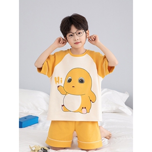 全棉纯棉儿童睡衣男孩短袖短裤夏季男童2026超火两件套夏装新款家