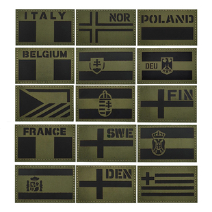 反光挪威国旗魔术贴章塞尔维亚瑞典SWE比利时匈牙利希腊背包贴章