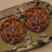 危地马拉刺绣魔术贴章玛雅日历徽章阿兹台克太阳石卓金历臂章